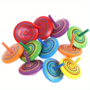 10pcs, Colorful Wooden Spinning Top, Safe Non-toxic Wood Toy, Creative Handmade Smooth Surface Wood Toy, Kindergarten Toys, Children, Party Bag Fillers, Party Gifts, Halloween Christmas Gifts