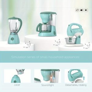 Kitchen Appliances Toys, Toy Kitchen Set for Kids Play Kitchen Accessories Set, Blender, Coffee Maker Machine, Mixer and Toaster, Gift for Kids