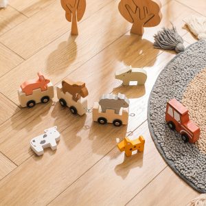 Children Puzzle Small Train, Baby Early Education Cognitive Animal Jenga Music, Tug Tug Intelligence Train Toy