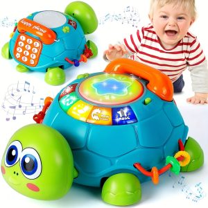 1pc Early Education Music Turtle Toy (Without Battery) Infant Toddler Crawling Toys For Babies 6-12-18 Months Musical Turtle Gifts For First Birthday Christmas, Halloween Gift