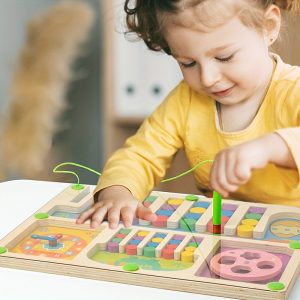 Magnetic Learning Toy for Kids - Color & Shape Matching with Clock, Early Education Wooden Puzzle