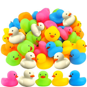 100 Pcs Rubber Duck Bath Toys, Multicolor Bath Ducks Bulk Float Duck Baby Bath Toy For Shower Birthday Party Favors Gift Classroom Pool Party Games Halloween Christmas Gift