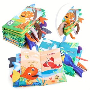 Sensory Baby Books - Soft Cloth Crinkle Toys for Tummy Time, Stroller, Learning & Gifts - Christmas, Halloween, Thanksgiving Presents