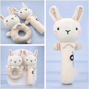 2PCs Cotton Baby Hand Stick Newborn Comforter Toys Baby 0-1 Year Old Baby Toy Handbell