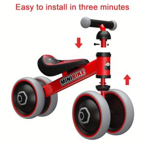 Baby Balance Bikes for 1 Year Old Boy Girl, Best First Birthday Gifts for Toddler from Standing to Running, Riding Toys for 1+ Years Old, No Pedal Infant 4 Wheels Baby Bicycle Halloween Christmas Gift