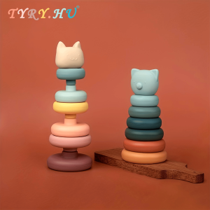 Brighten Up Your Child's Playtime with this Colorful Cat-Shaped Stacking Toy Set!